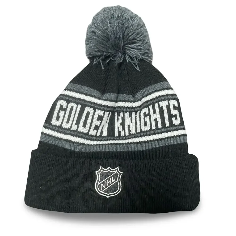 Vegas Golden Knights NHL Youth Beanie Hat Black Grey Pom Pom Knit Winter Cap OS